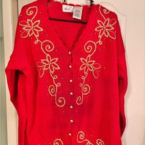Vintage Embroidered Holiday cardigan Swearer